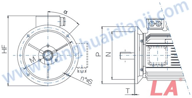 YE2系列高效低壓三相異步電動機(jī)外形及安裝尺寸圖 法蘭尺寸 Flange dimensions - 六安江淮電機(jī)有限公司