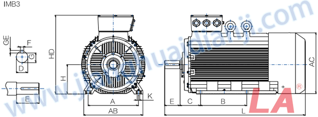 Y3系列低壓大功率三相異步電動機(jī)外形及安裝尺寸圖IMB3 - 六安江淮電機(jī)有限公司