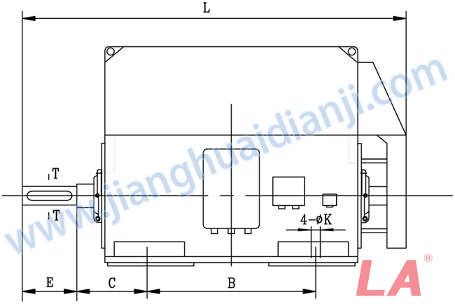 YMPS系列磨煤機(jī)用高壓三相異步電動(dòng)機(jī)安裝尺寸圖(IP54、IP55 10KV) - 六安江淮電機(jī)有限公司