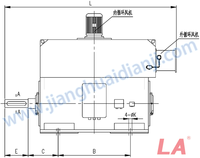 YMPS系列磨煤機(jī)用高壓三相異步電動機(jī)安裝尺寸圖(IP54、IP55 6KV) - 六安江淮電機(jī)有限公司