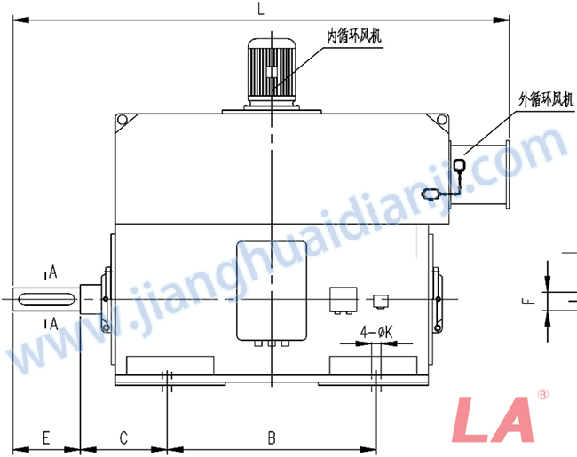 YMPS系列磨煤機(jī)用高壓三相異步電動機(jī)安裝尺寸圖(IP54、IP55 10KV) - 六安江淮電機(jī)有限公司