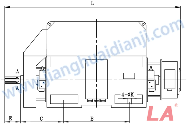 YRKK系列大型高壓三相異步電動機(jī)外形及安裝尺寸圖(YRKK710-800 IP44、IP54、IP55) - 六安江淮電機(jī)有限公司